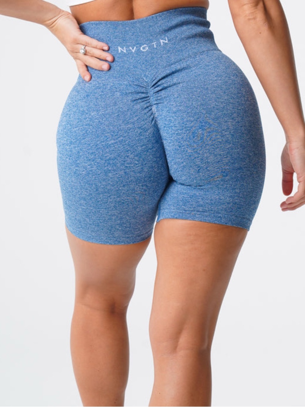 NVGTN Sky Blue Scrunch Seamless Shorts XS